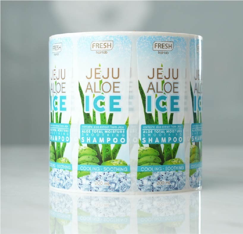 Eco Friendly PET Cleanser Shampoo Sticker Label Roll / Sheet Packaging