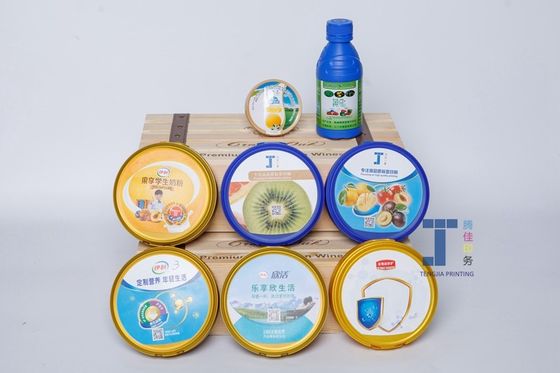 Customized PP PE In Mould Labels For The Cap Of Milk Powder Can
