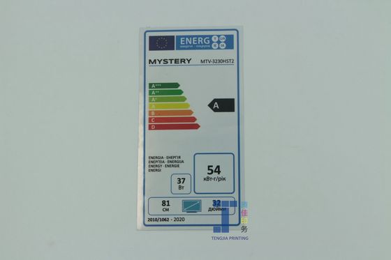 Customizable Energy Efficiency Label Energy Saving Sticker For Refrigerator